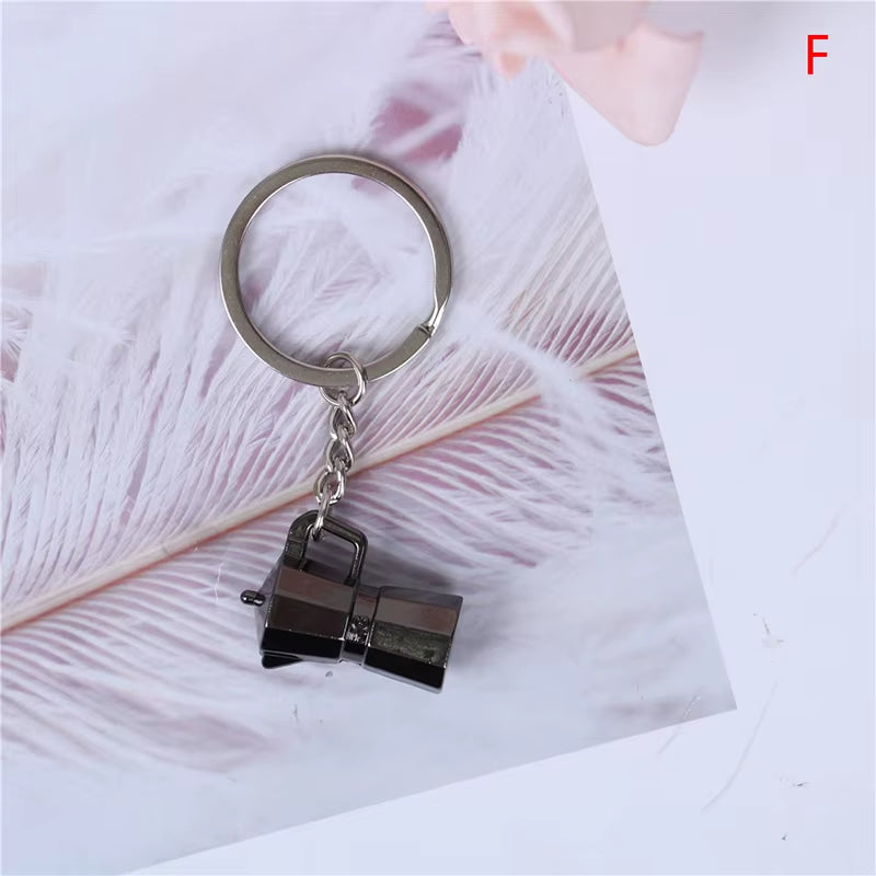 Creative Coffee Keychain Coffee Handle Keyring Portable Coffee Machine Pitcher Keyring Portable Coffeeware Accessories Gift